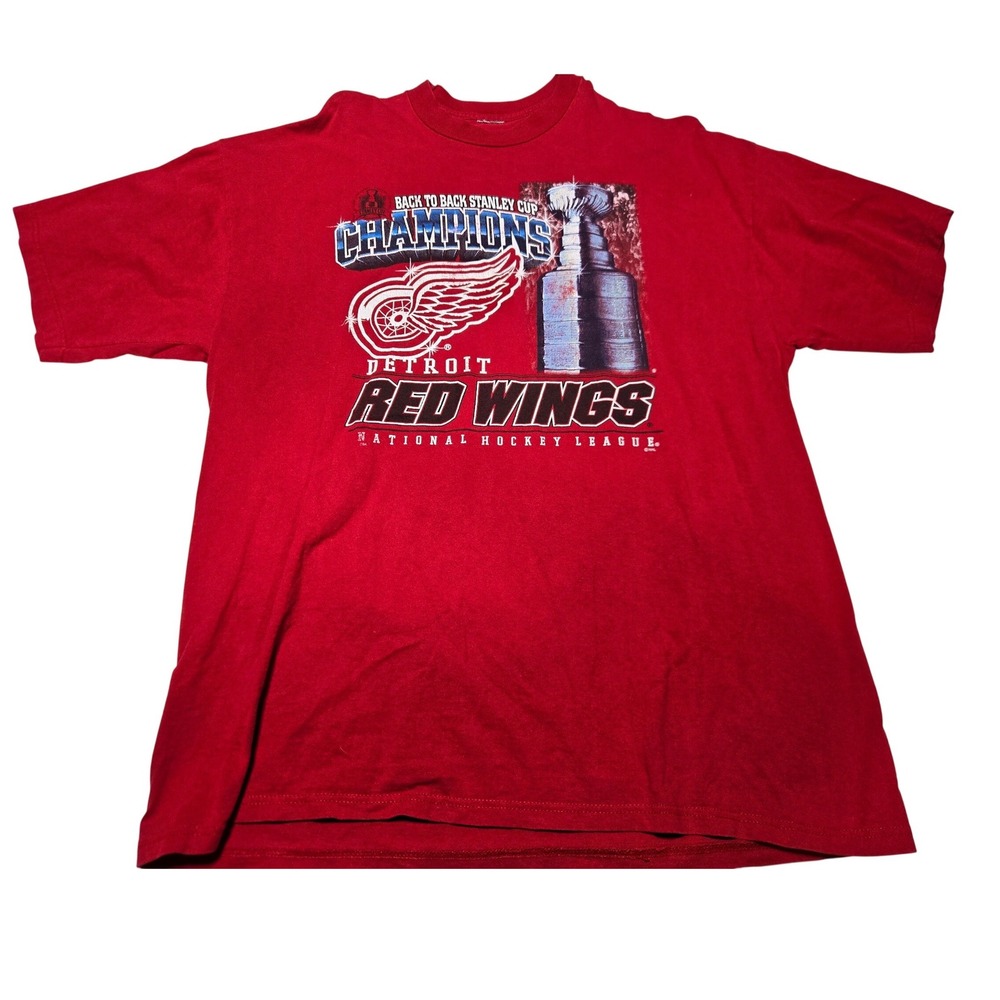 Vintage Detroit Red Wings Shirt Red Mens L NHL Hockey Stanley Cup Champions 1998